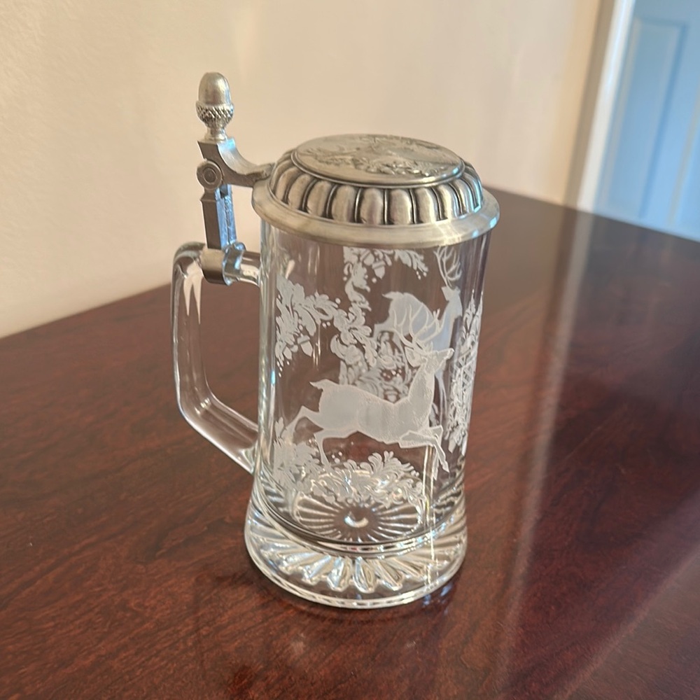 Glass Beer Stein with Silver Lid